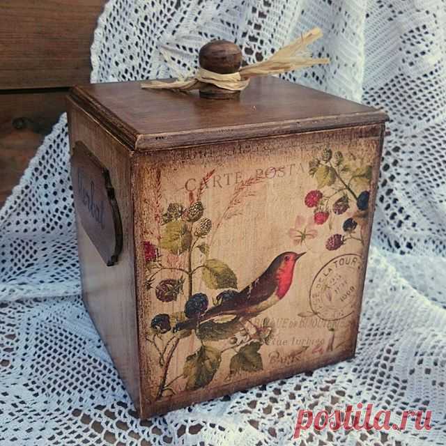 Короб для сыпучих продуктов #декупаж  карта #baseofart #творюсчипарт