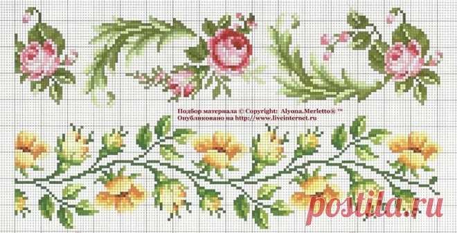 Вышивка крестом ... подборка цветочно-орнаментальная (34схемы + доп материал)