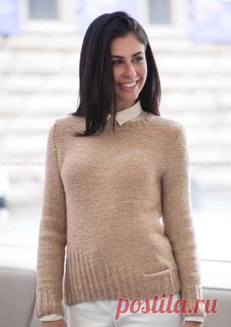 Пуловер с асимметричной деталью по краю