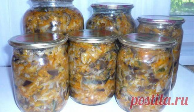 Салат из капусты с грибами на зиму