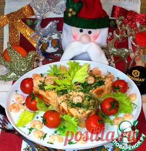 Запечённый рулет из лосося с вкусной начинкой - кулинарный рецепт