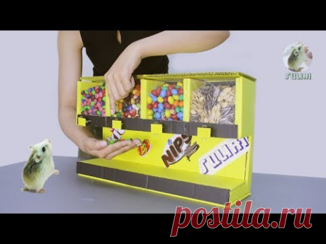 Smart Girl Makes Candy Dispenser Vending Machine - Cardboard DIY Project for Kids