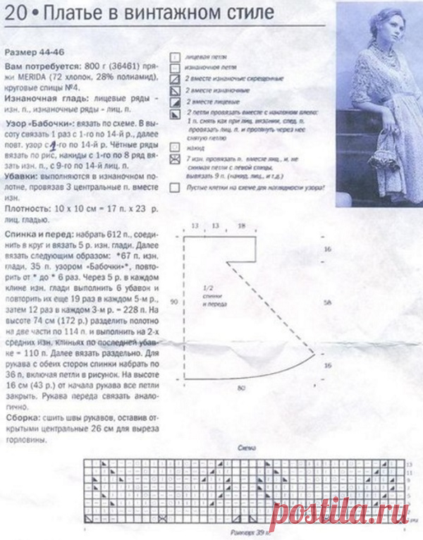 Винтажное платье спицами