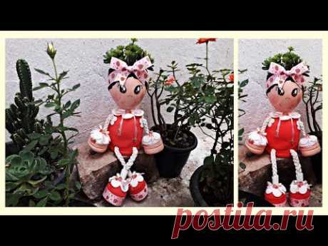 Vaso Boneca Reciclagem de Garrafa Pet