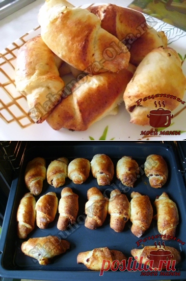 Рогалики из творожного теста с изюмом и корицей