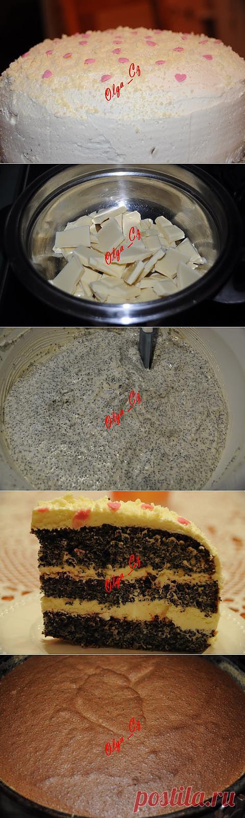 Маковый торт со сливочным кремом из белого шоколада | 4vkusa.ru