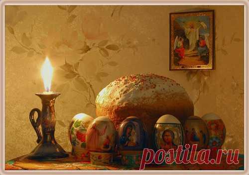Открытка с Пасхальным куличем, №987. Раздел «Открытки на Пасху»