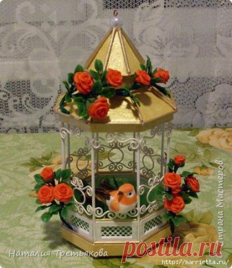 Картонаж. Декоративная клетка для птички
