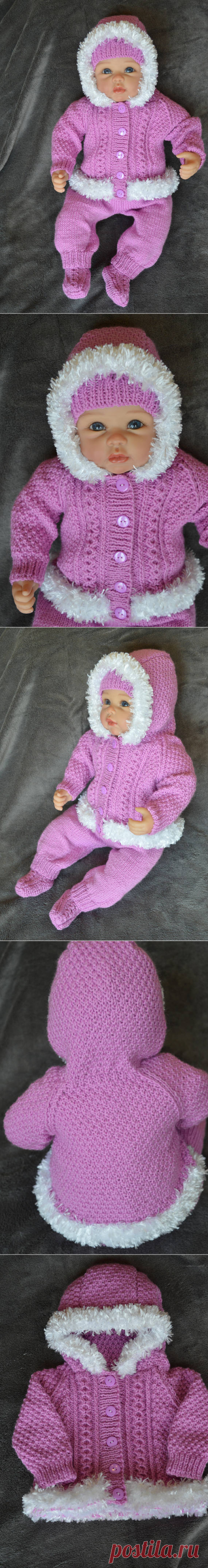 Baby Girl Hooded Sweater Long Pants Hat and Socks outfit 0-3