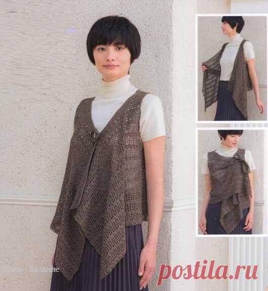 Женские жилетки крючком со схемами из японских журналов | Вязание | Яндекс Дзен
