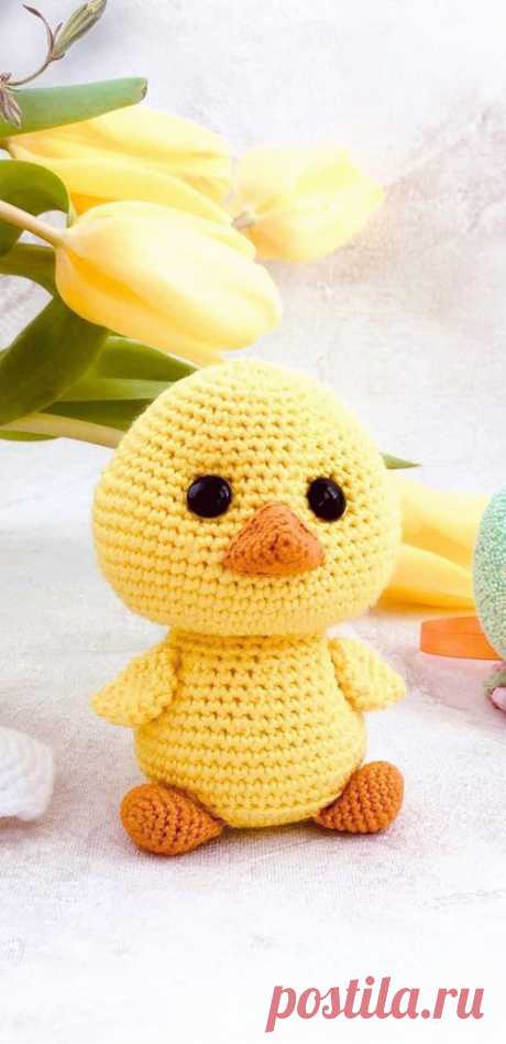 PDF Цыплёнок крючком. FREE crochet pattern; Аmigurumi bird patterns. Амигуруми схемы и описания на русском. Вязаные игрушки и поделки своими руками #amimore - маленький цыпленок к Пасхе, цыплята.