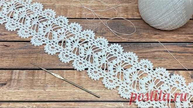 Ажурное ЛЕНТОЧНОЕ КРУЖЕВО вязание крючком мастер-класс How to Crochet Lace Tape Ribbon