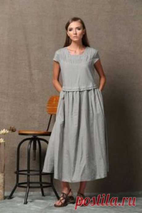 Szary Pościel Dress - krótki rękaw luźny wiosna Casual Dress Komfortowy Dzień plus size C543