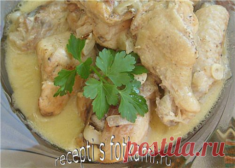 Курица, тушенная в сметане - пошаговый рецепт с фото.