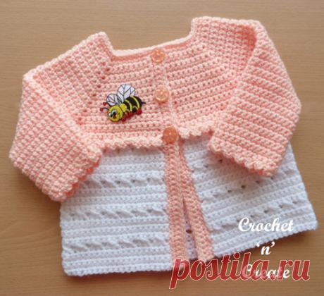 CrissCross Matinee Coat Free Baby Crochet Pattern - Crochet 'n' Create A sweet and cozy crisscross matinee coat, this cute baby sweater can be crocheted up in no time at all, leave open or fasten with the three small buttons ...