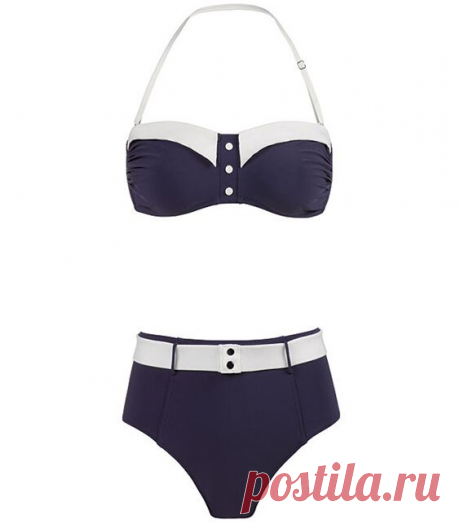 Livraison gratuite 2015 nouvelle arrivée Hot Push Up rembourré Bikini maillots de bain belle marine femmes bouton décoration Bandeau maillot de bain 1552 dans Ensembles Bikinis de Accessoires et vêtements pour femmes sur AliExpress.com | Alibaba Group