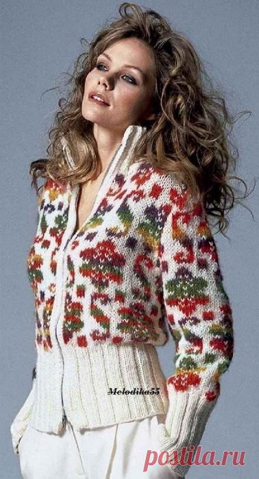 Спицы. Жаккардовый жакет.