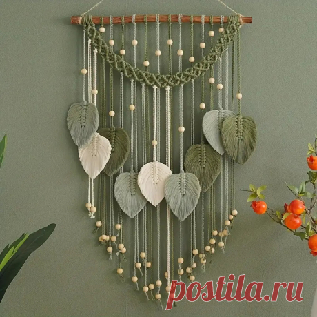 Макраме - лист настенный гобелен