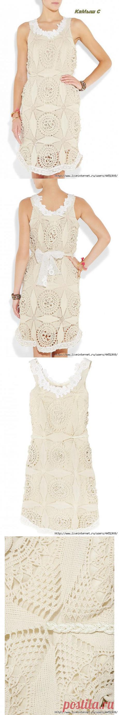 Льняное дизайнерское платье крючком/идея/.