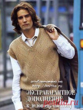 Мужская безрукавка спицами / Вязание спицами / Вязание спицами для начинающих