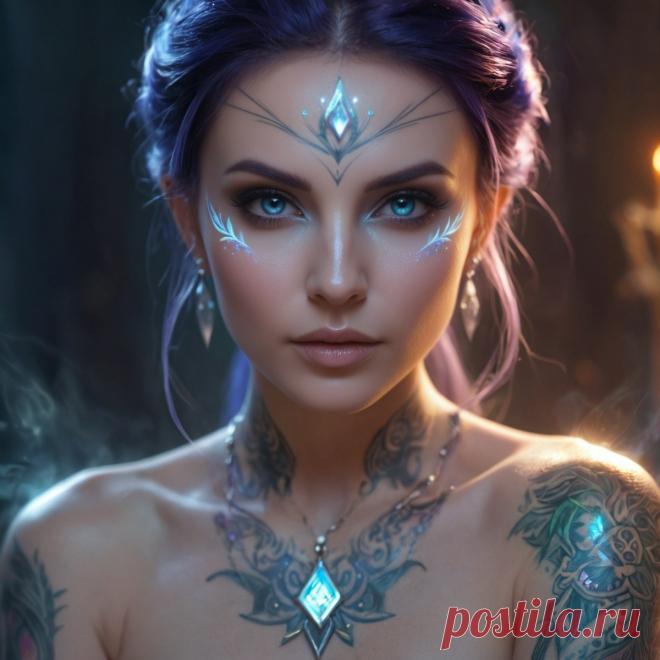Эфирный портрет волшебницы: тайна магии и светящиеся татуировки. stable diffusion - Stable Diffusion 1.5 / SDXL примеры промтов - Форум ИИ о нейросетях - Yes Ai