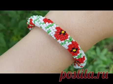 Herringbone beaded bracelet/DIY bracelet/Браслет из бисера/Браслет МАКИ/Бисероплетение/Жгут иглой
