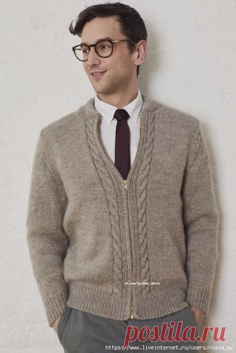 Мужской кардиган "Neighborly" by Lion Brand Yarn

РазмерыS (M, L, 1X, 2X)
Обхват груди (готовое изделие): 106.5 (114.5, 124.5, 132, 142) см
Длина: 70 (71, 72.5, 73.5, 75) см

Материалы
Пряжа Lion Brand Touch of Alpaca (90% акрил, 10% альпака, 100 г/189 м) 6 (7, 8, 8, 9) мотков, спицы круговые 3.75 мм и 4.5 мм, разъемная молния длиной 61 см

Плотность вязания
19 петель и 26 рядов = 10х10 см чулочной вязкой на спицах 4.5 мм

Жгут левый :
1 ряд (лиц.р.): 2 изн.п., 6 лиц.п., 2...