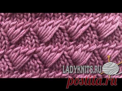 Узор спицами «Треугольники из вытянутых петель»/Knitting pattern 