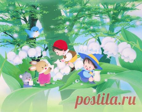 Животные, которые получили утреннюю росу ландыша в сказочный иллюстраций животных