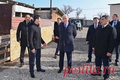 Токаев заглянул во двор к простому казаху и подарил зернодробилку. Во время посещения Жамбылской области Казахстана президент республики Касым-Жомарт Токаев заглянул во двор простого жителя села Костобе Саламата Рахманбердиева. Сельчанин рассказал президенту о своих планах по продаже корма и приумножению поголовья скота. Токаев пожелал ему успехов и подарил зернодробильный аппарат.