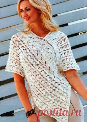 Туника-пончо ажурным узором.Схема, описание http://barrellab.ru/tunika-poncho-azhurnyim-uzorom.html
