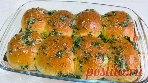 Ароматные пышные и вкусные пампушки/булочки с чесночным маслом и с зеленью | Рецепты, простые и вкусные  | Дзен