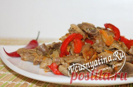 Хе из куриных желудков по-корейски.