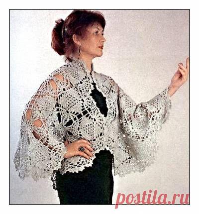 Ажурная накидка. Вязание крючком. - Схемы вязания болеро - Схемы для вязания - Уроки вязания крючком - Вязание крючком, мотивы, схемы для вязания крючком