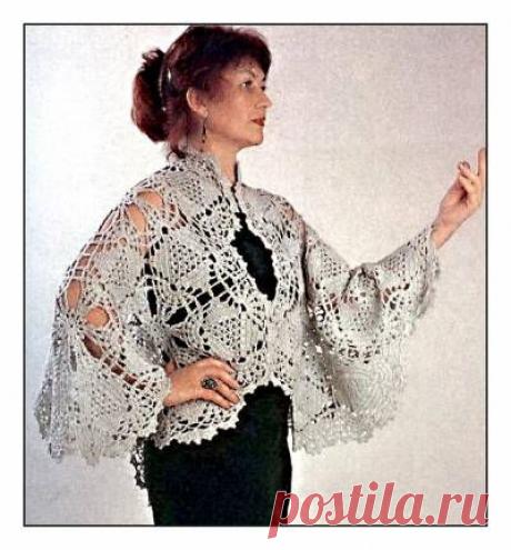 Ажурная накидка. Вязание крючком. - Схемы вязания болеро - Схемы для вязания - Уроки вязания крючком - Вязание крючком, мотивы, схемы для вязания крючком