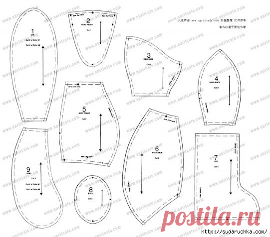 Текстильный заяц. Выкройка мягкой игрушки.