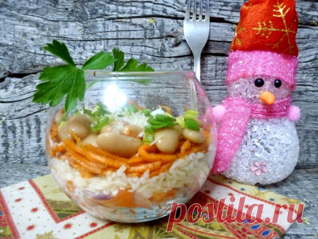 Салат с копченой курицей, острой морковью и фасолью - Mail.ru Леди