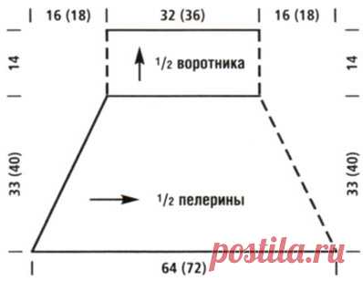 Пелерина с воротником вязаная поперек