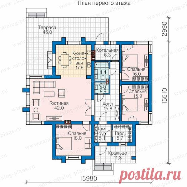 Проект одноэтажного уютного дома для большой семьи и 3D-модель | Проекты Коттеджей | Яндекс Дзен