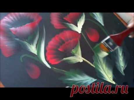 Acrylic Painting- One Stroke Technique Floral with size 50 brush