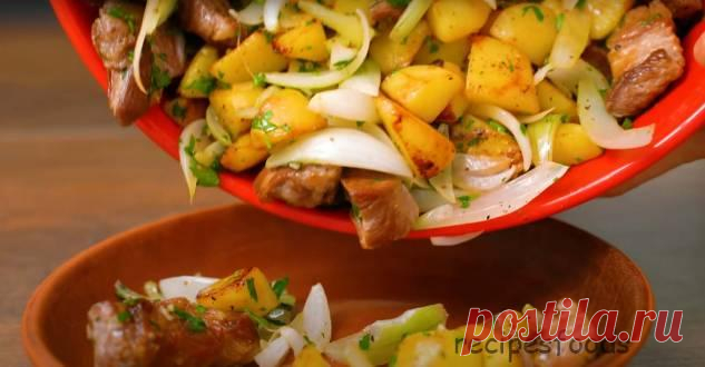 Самая вкусная свинина с картошкой на сковороде