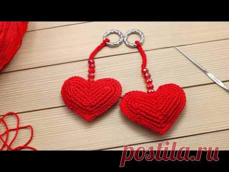 Брелок СЕРДЕЧКО вязание крючком МАСТЕР-КЛАСС для начинающих How to Crochet a Heart  for beginners