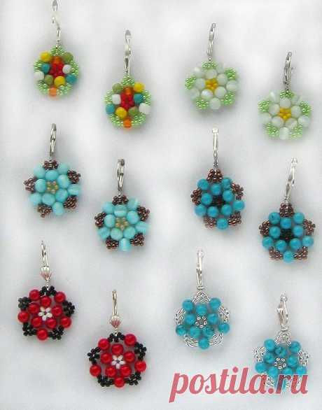 (129) Beaded Bead PATTERN earrings flower | Bijuterias