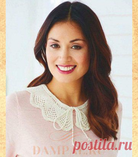 Ажурный воротничок спицами. / DAMские PALьчики. ru
