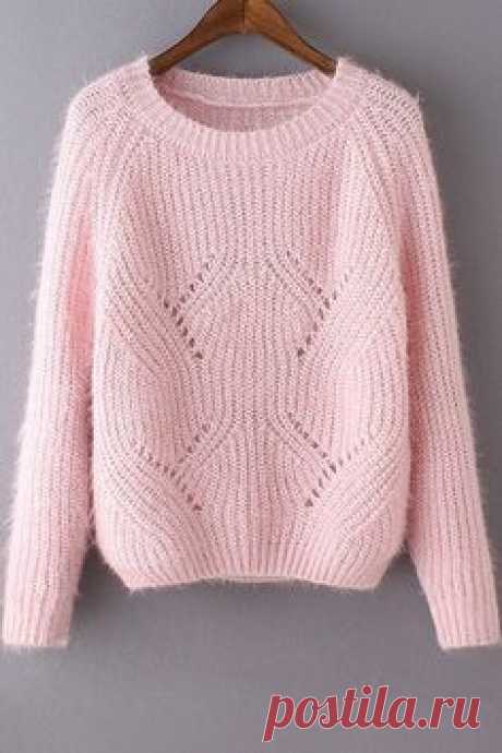 Sweet Round Neck Pure Color Jumper