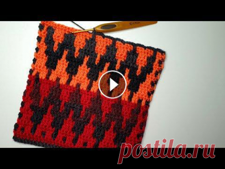 Простой эффектный узор крючком. Мастер-класс. Схема. Мозаичное вязание крючком. Жаккард крючком. Супер простое вязание этого узора, схема запоминается сразу. Давайте свяжем его вместе. Привязки к выбору пряжи нет, все зависит от того, какое издели...