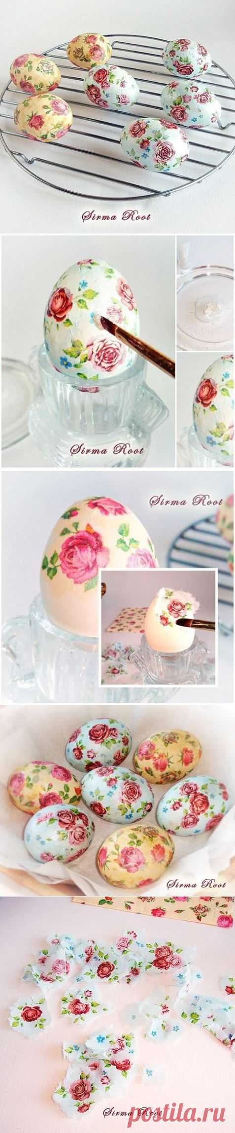 Декупаж вареных яиц на крахмале
Автор: Марина Sirma Root
Материалы: вареные яйца (белые), крахмал, вода, кисточка, салфетки, пищевые красители (золотой, серебряный).
Время работы: от 1 часа (зависит от количества яиц)