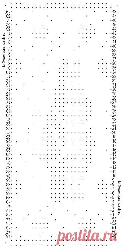 Просмотр рисунка перфокарты с раппортом 24 петли, пересчёт на две фонтуры, печать перфокарты