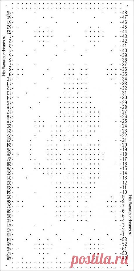 Просмотр рисунка перфокарты с раппортом 24 петли, пересчёт на две фонтуры, печать перфокарты