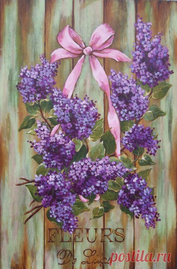 French country sign cottage chic decor lilac painting country wall decor